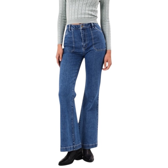 Rolla’s Jeans Pants Eastcoast Flare Medium Blue Wash Denim High Rise Designer 31 - Picture 1 of 7